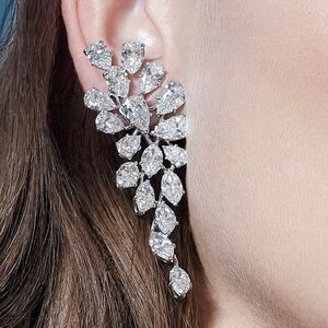 Nextearrings Pear & Marquise Cut White Sapphire Drop Prom Earrings For Women